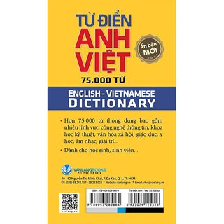 Từ Điển Anh - Việt 75.000 Từ (Tái Bản 2021)